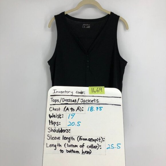 Eddie Bauer Black Sleeveless 1/4 Button Top Size M - Picture 15 of 16